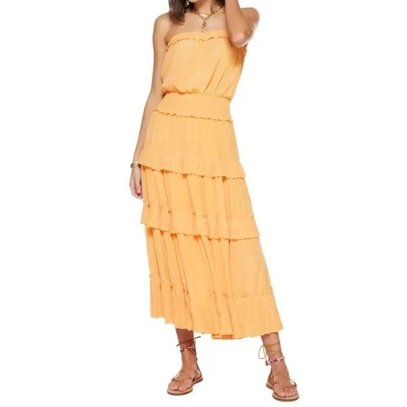 Ramy Brook Dresses & Skirts - Ramy Brook Natalie Strapless Maxi Dress S Bellini Smocked Tiered Ruffle‎ Boho